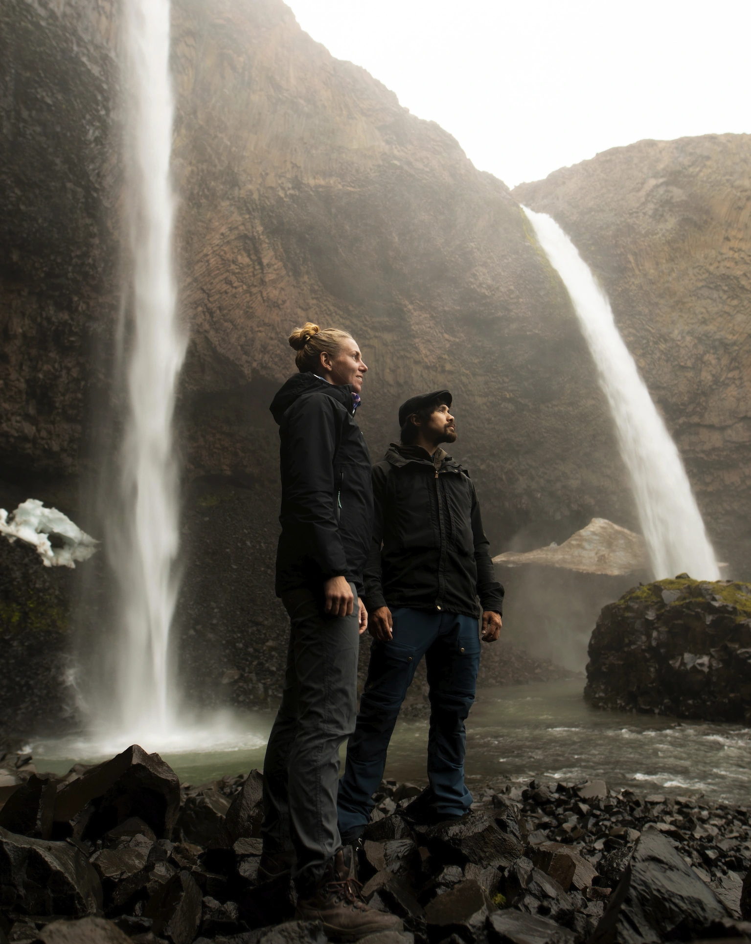 Hikers-at-Waterfalls-Disko-Island.-Arina-Kleist-Visit-Greenland-3